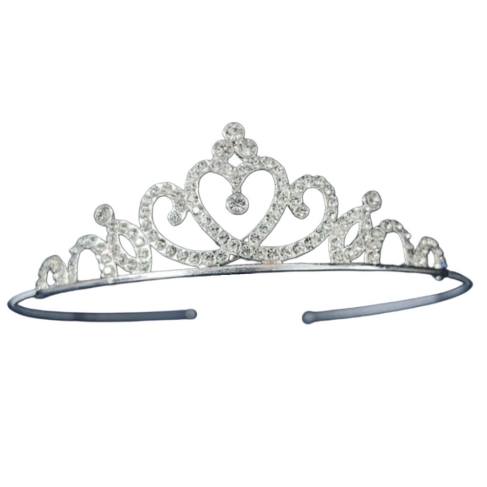 Rhinestone Heart Silver Tiara